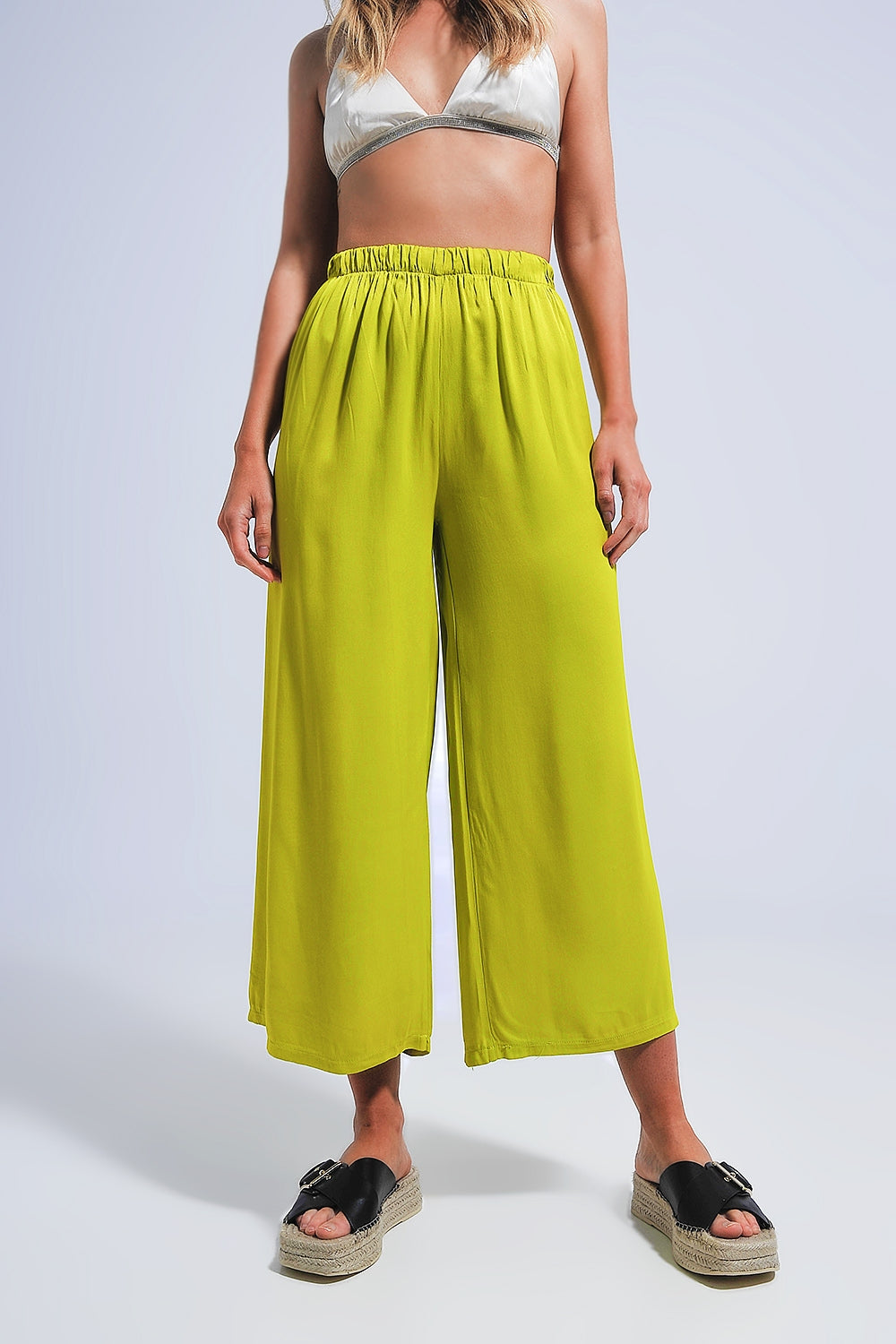 Pantalon large en satin vert