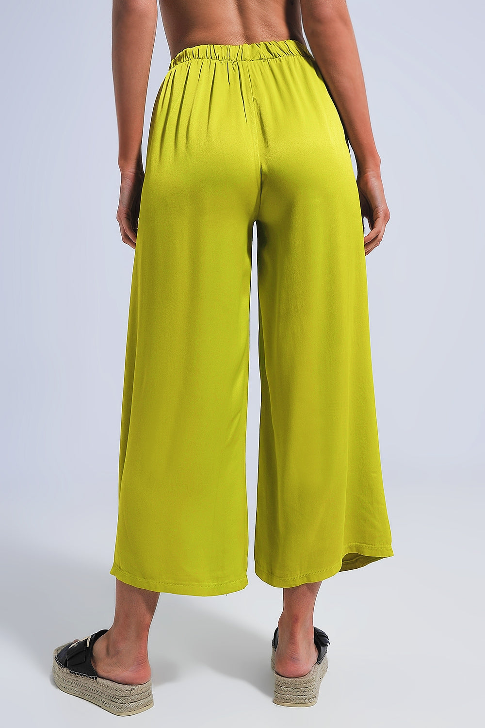 Pantalon large en satin vert