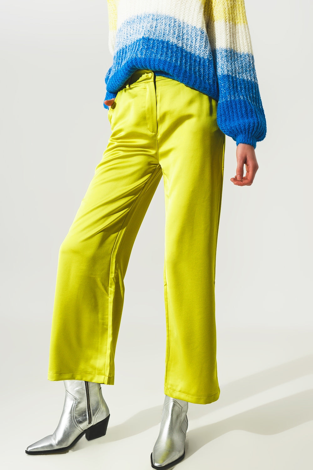 Pantalon large satiné Vert citron