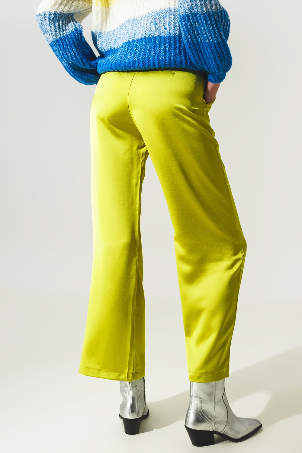 Pantalon large satiné Vert citron