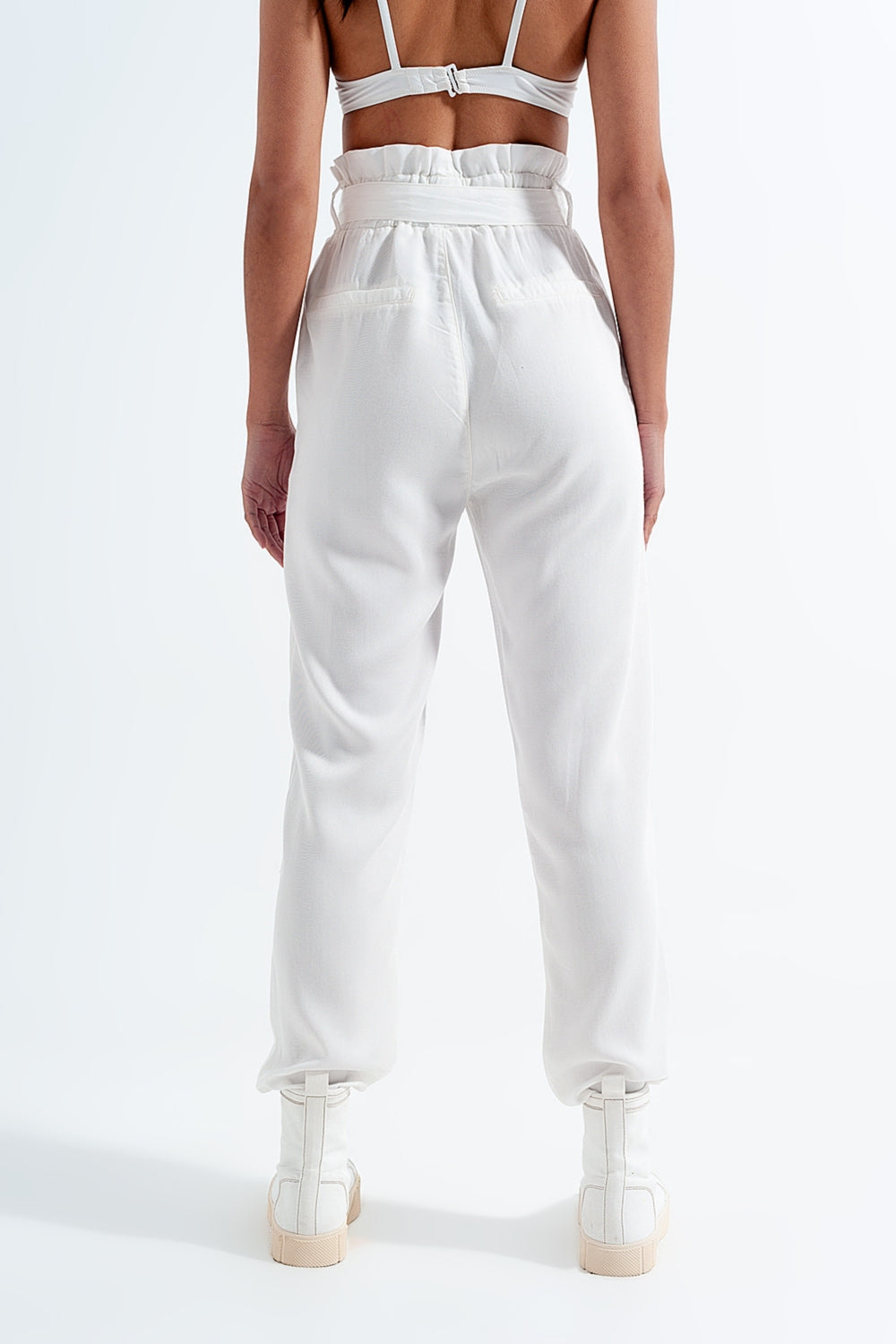 Pantalon Léger noué à la taille blanc