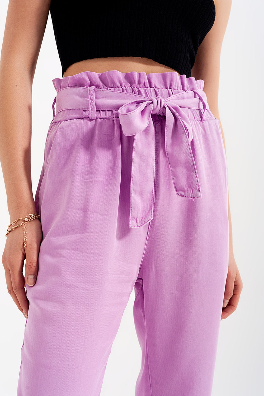 Pantalon Léger noué à la taille violet