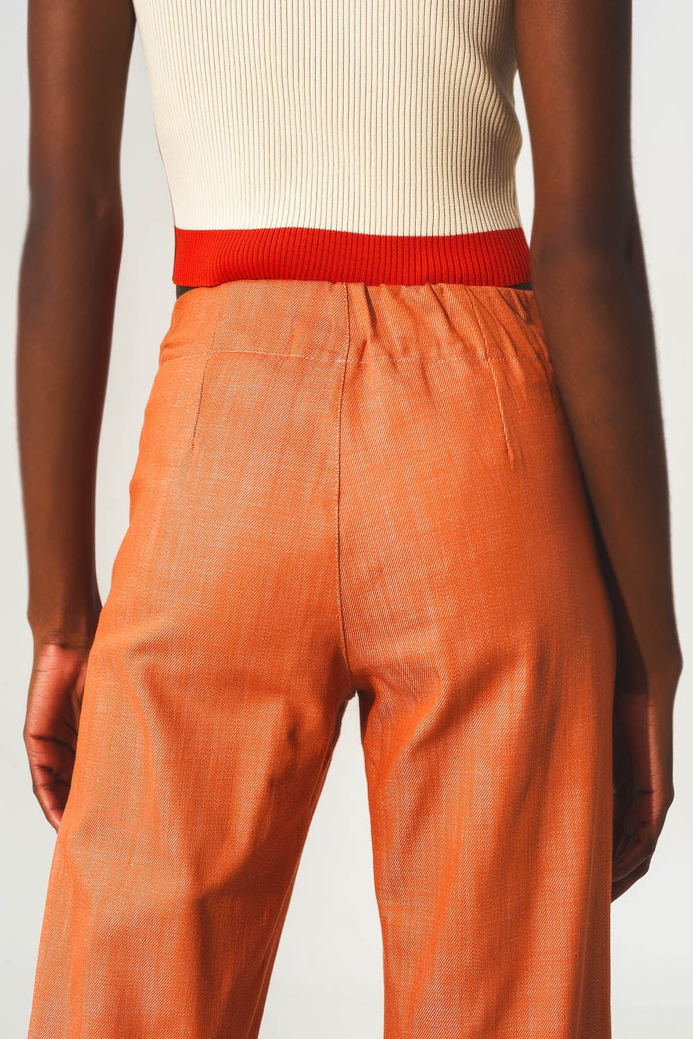 Pantalon marine à fermeture boutonnée Orange