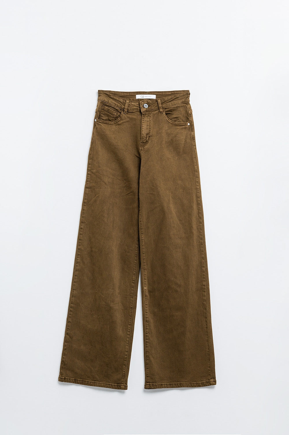 Pantalon marron chocolat à jambes larges et taille haute