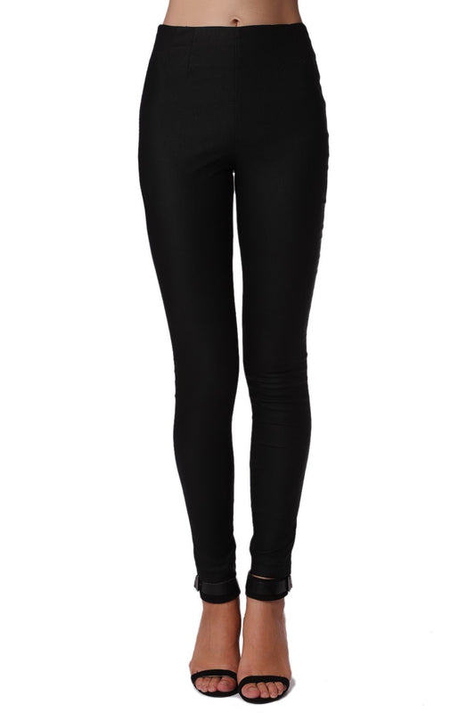 Q2 Pantalon noir skinny taille haute de qualité supérieure