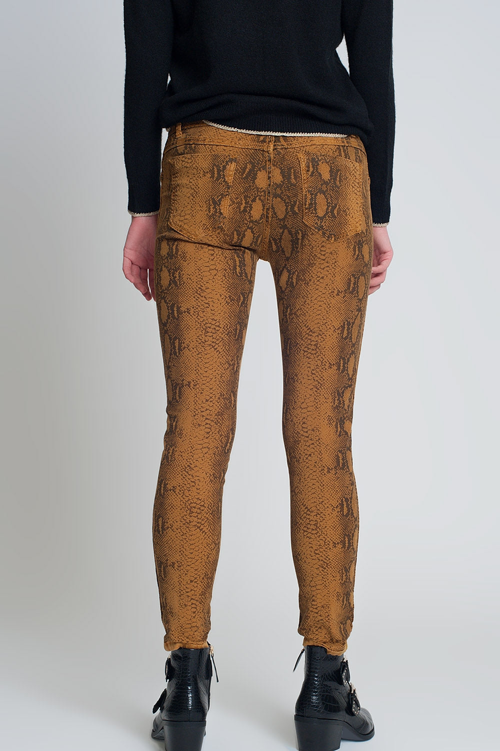 Pantalon réversible super skinny Mustard avec imprimé serpent