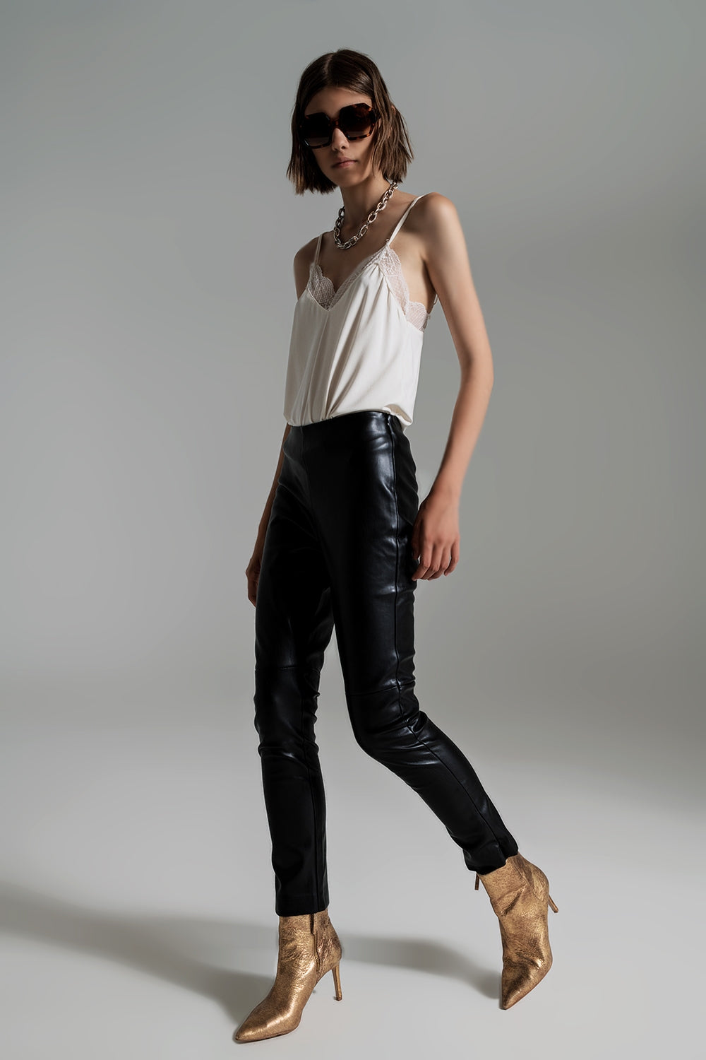 pantalon skinny noir effet similicuir