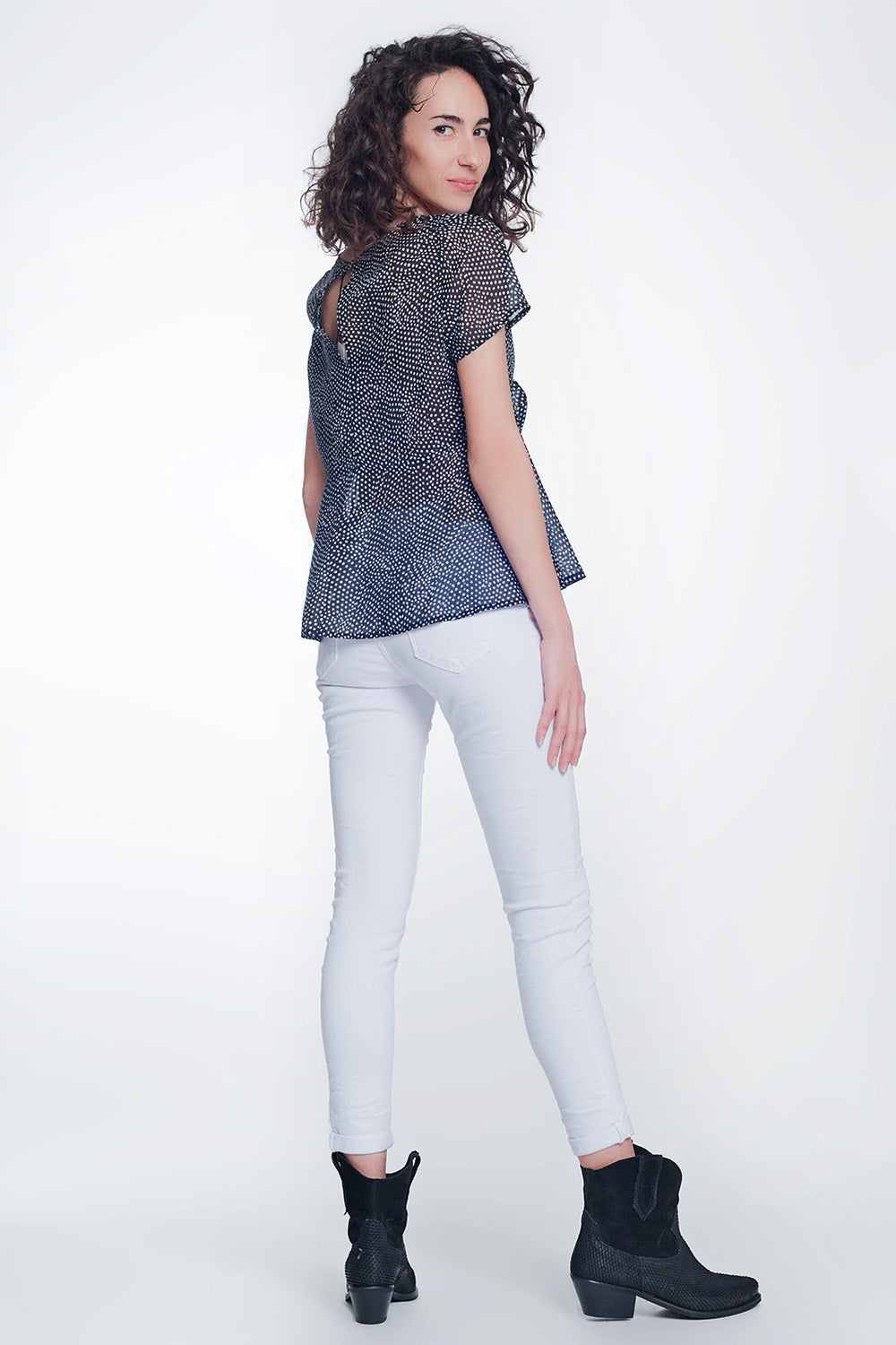 Pantalon skinny taille haute en blanc