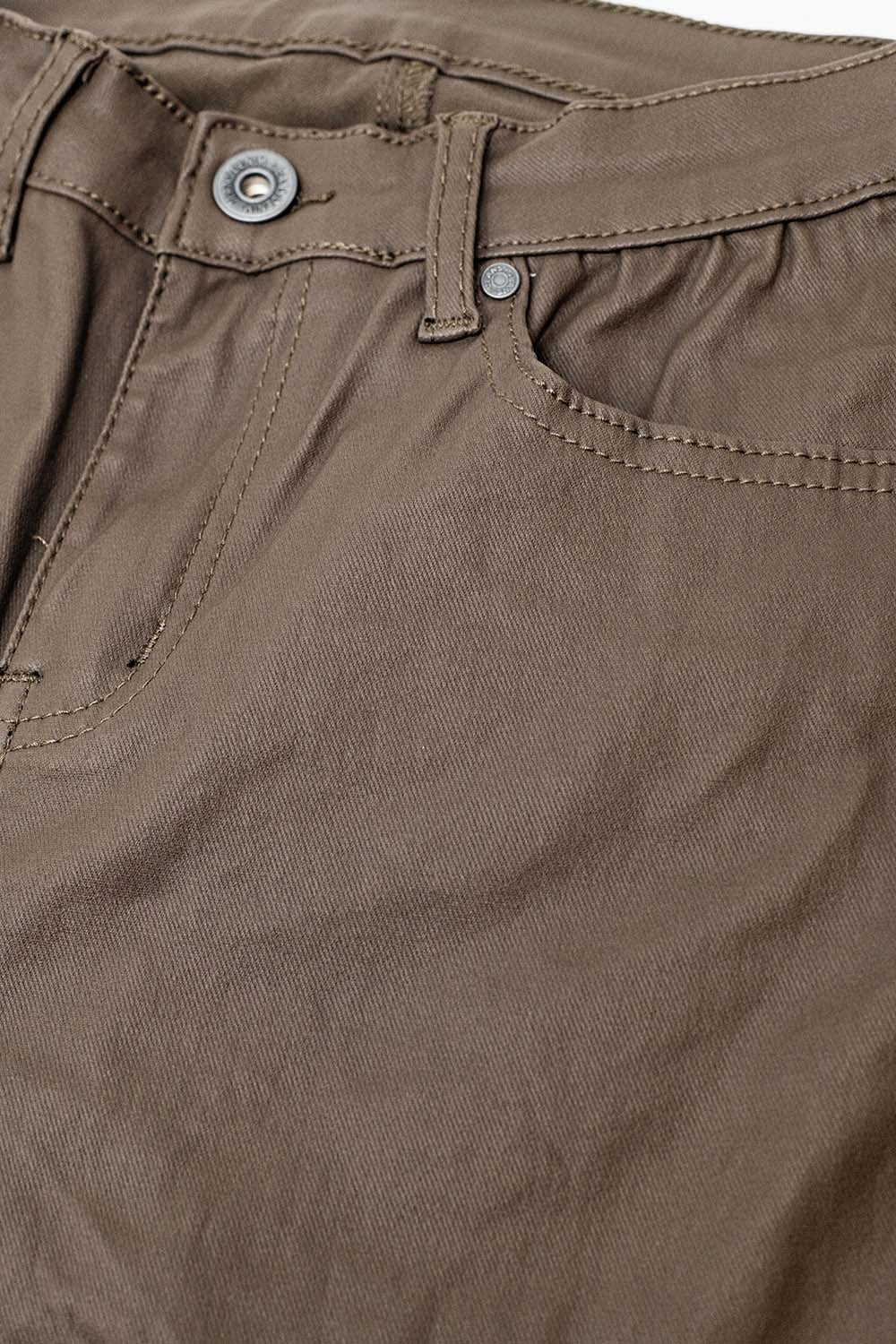 Pantalon super skinny en simili-cuir beige