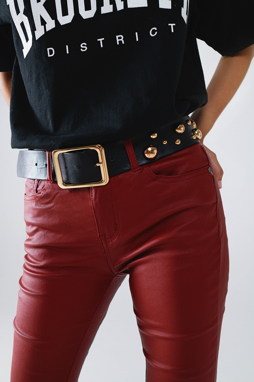 Pantalon super skinny en simili-cuir Bordeaux