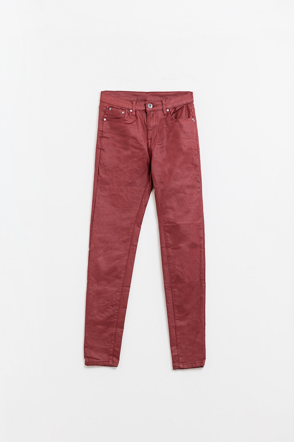 Pantalon super skinny en simili-cuir Bordeaux