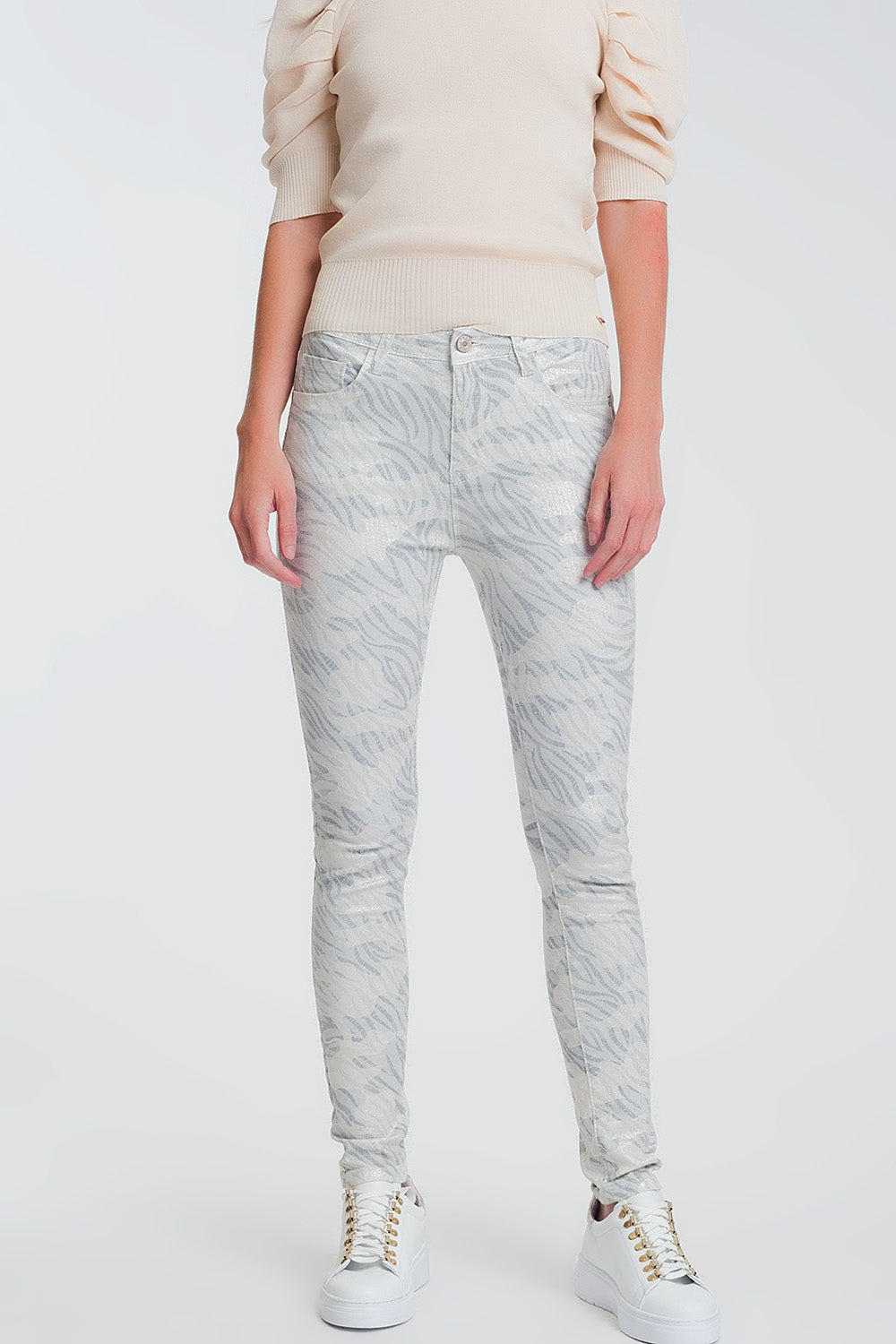 Q2 Pantalon super skinny motif camouflage