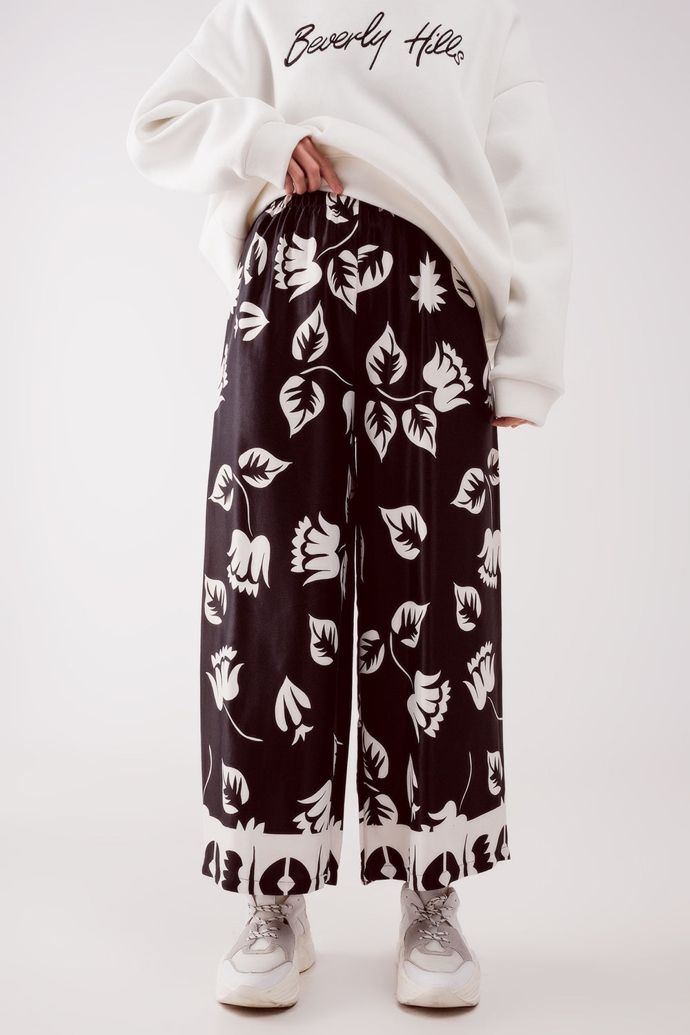 Pantalon ultra large élastique en noir