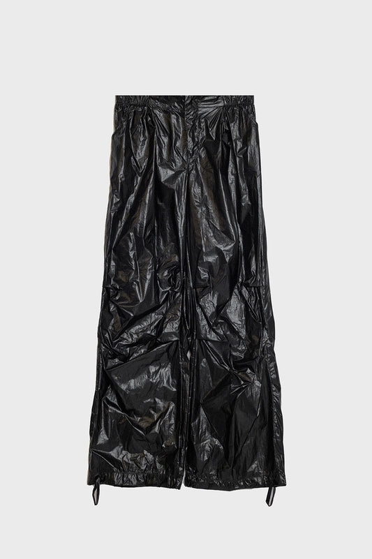 Q2 Pantalons métalliques parachute noir surdimensionnés