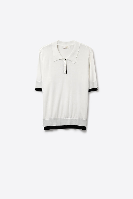 Q2 Polo blanc avec bordures noires