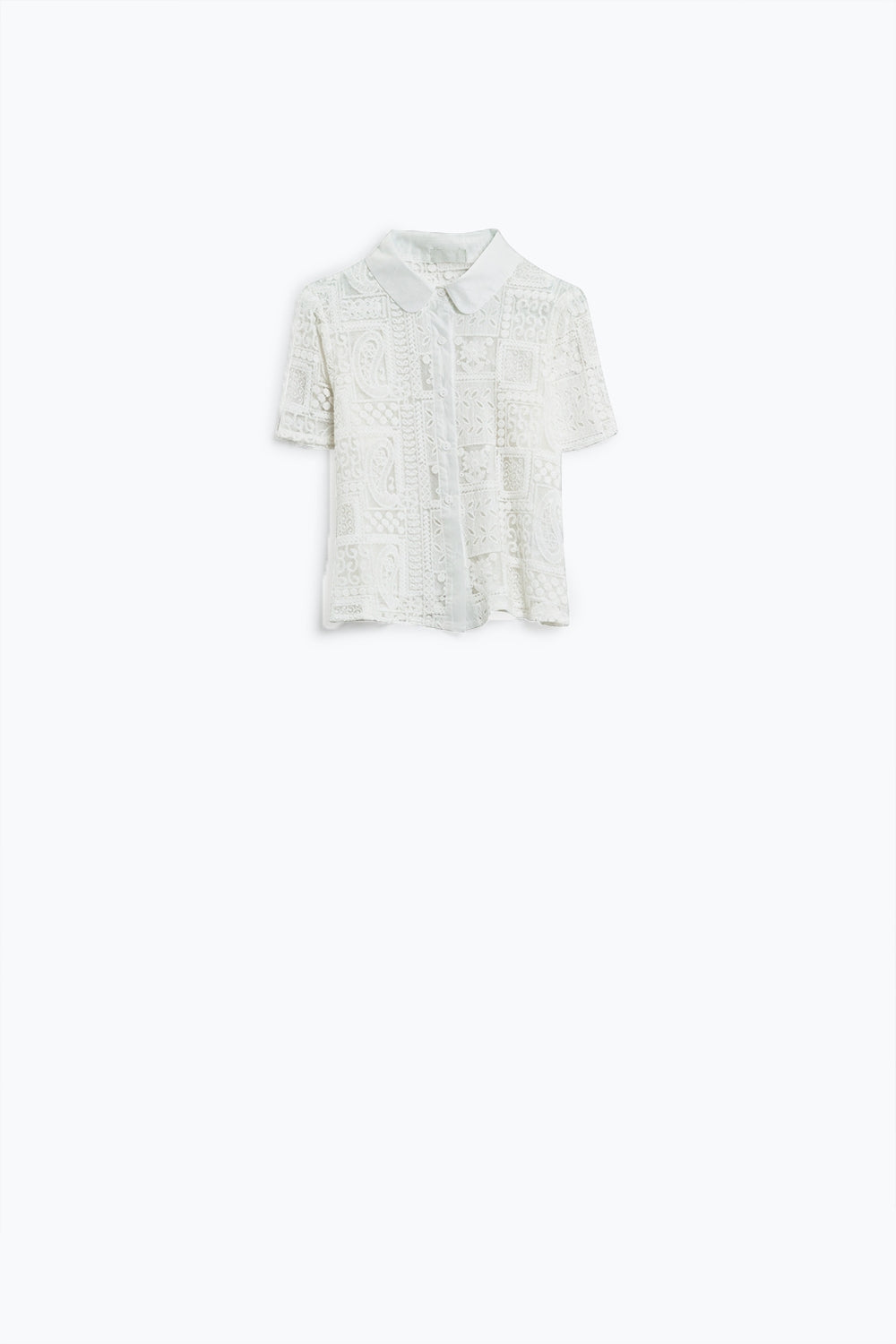 Q2 Polo blanc crocheté avec fermeture à boutons