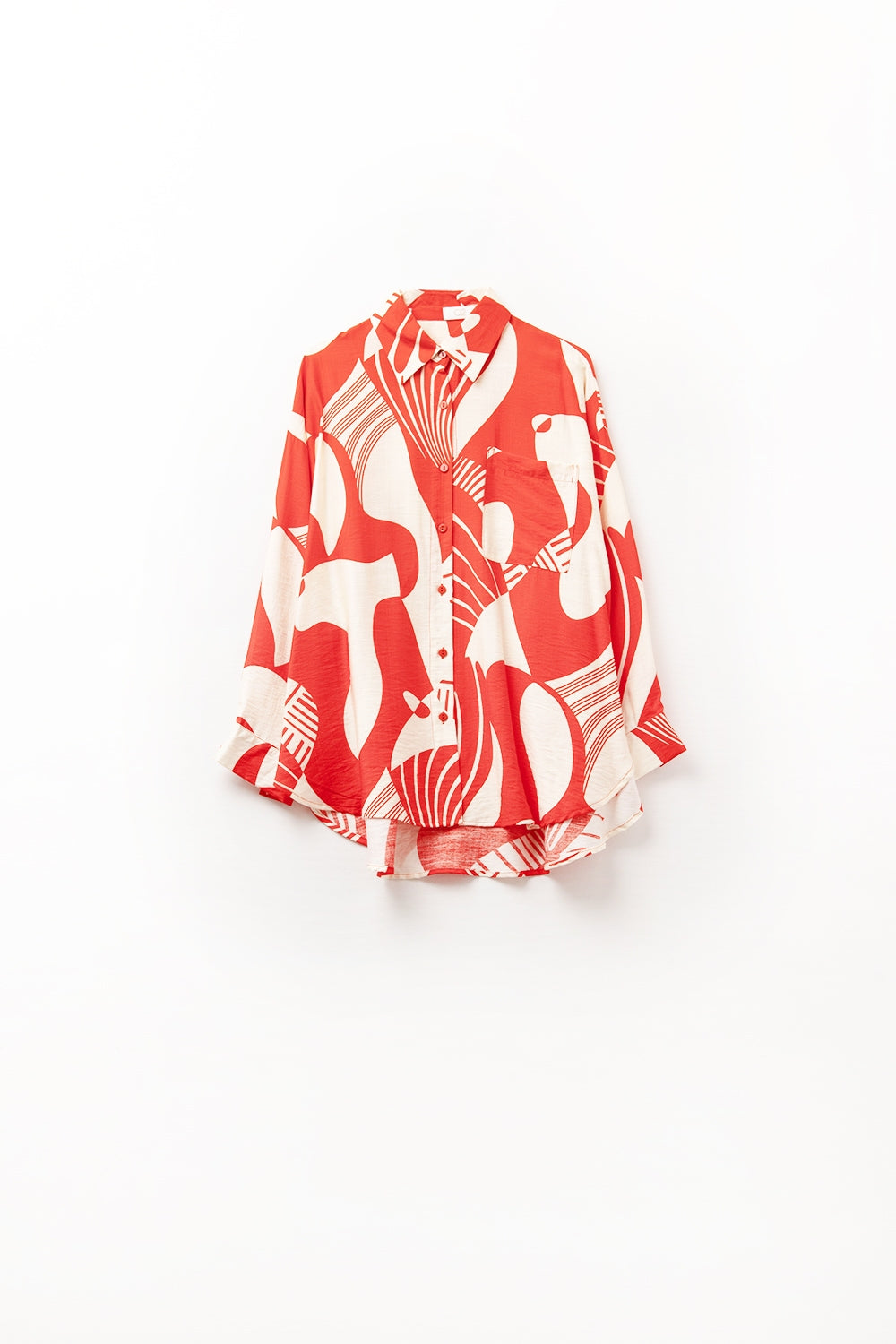 Polo rouge à imprimé abstrait