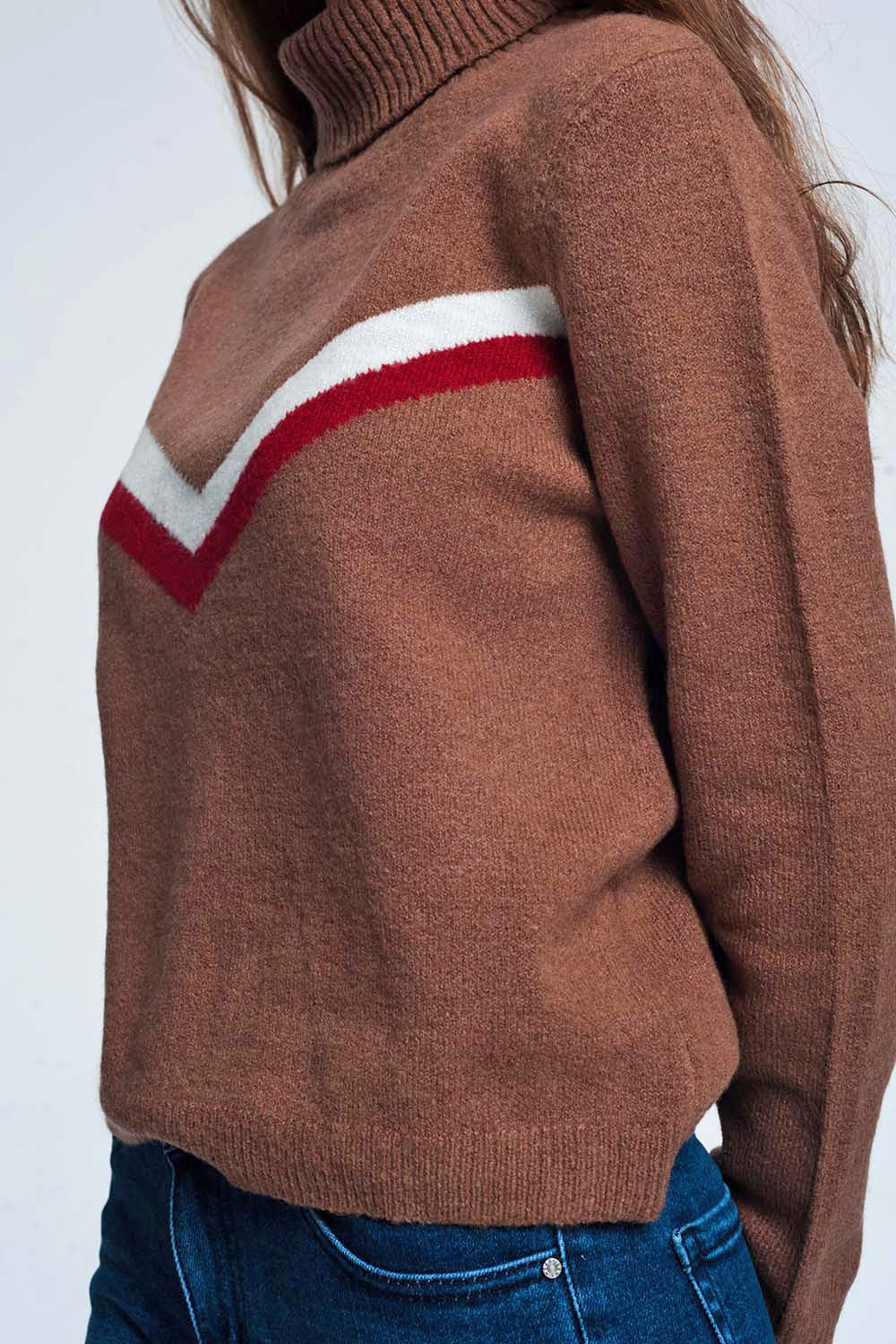 Pull à chevrons marron