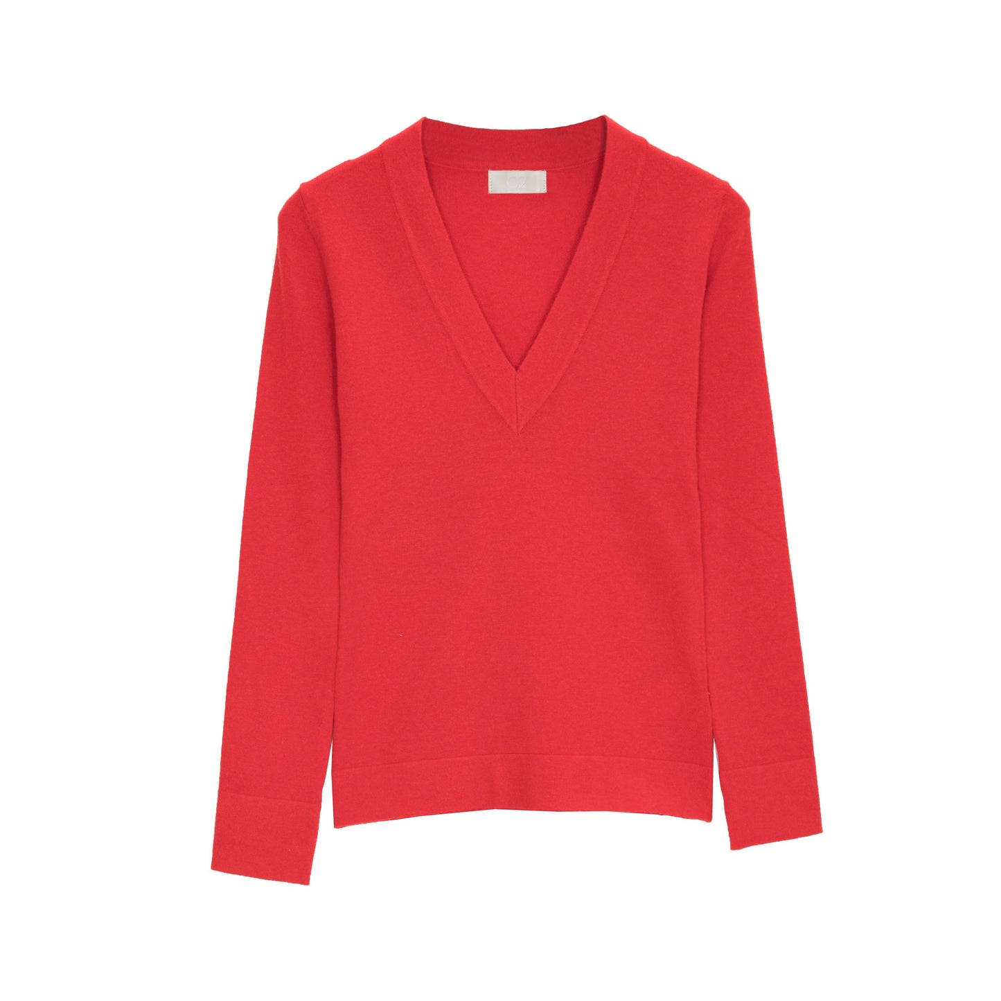 Pull à col en V en maille fine rouge