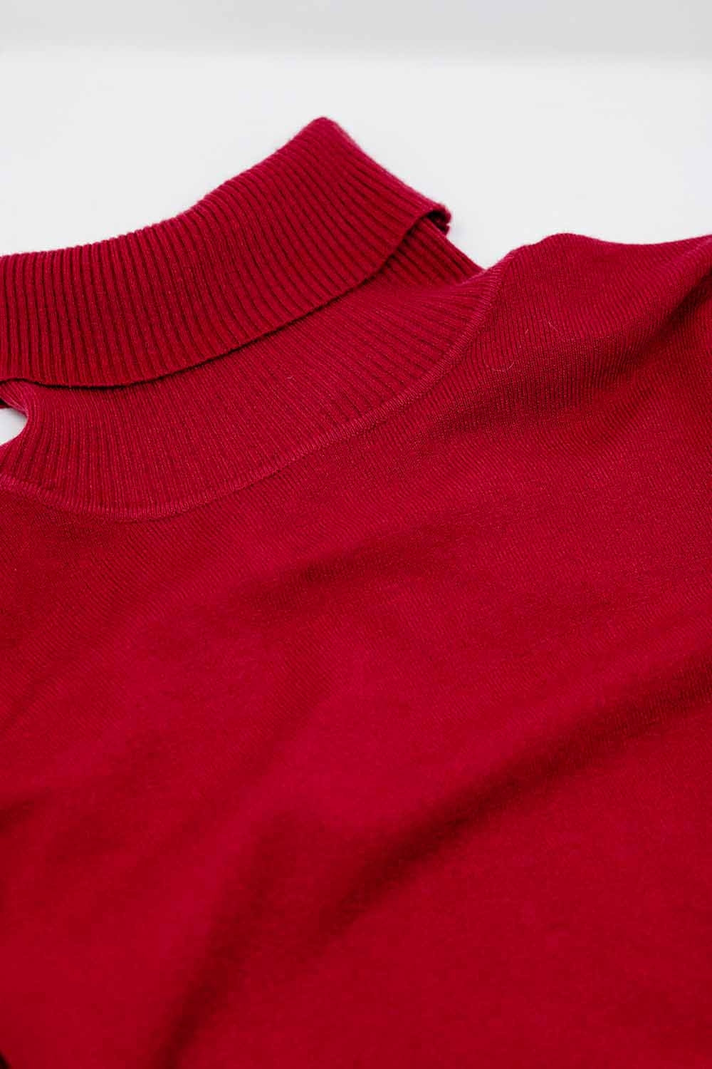 Pull à col montant en maille fine couleur vin