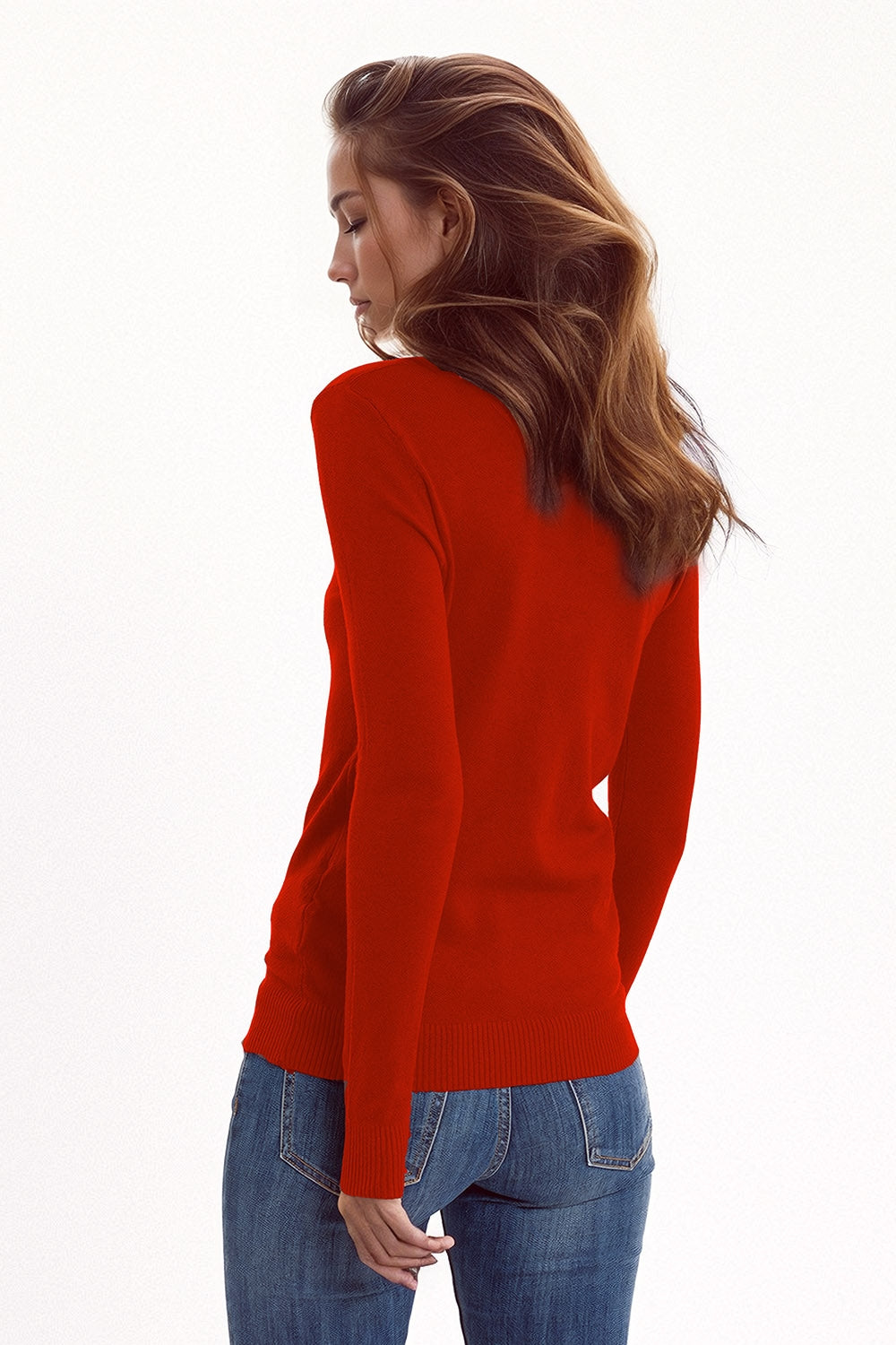 Pull à col montant en maille fine couleur vin