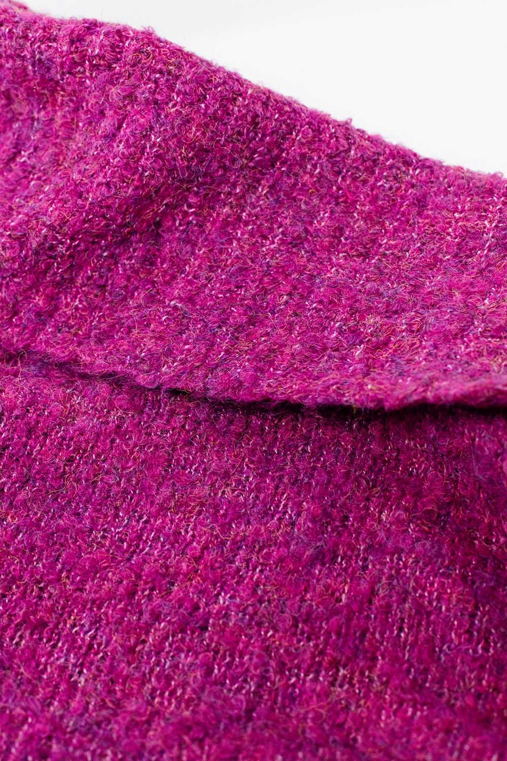 pull à col montant en tricot doux de couleur fucshia