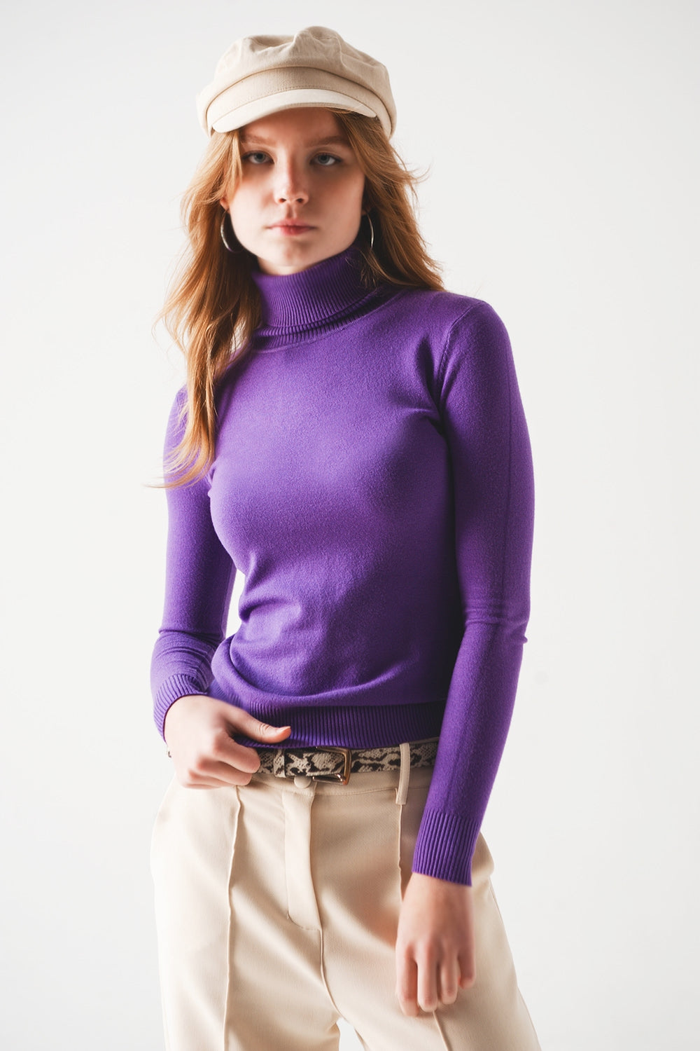 Pull col montant violet