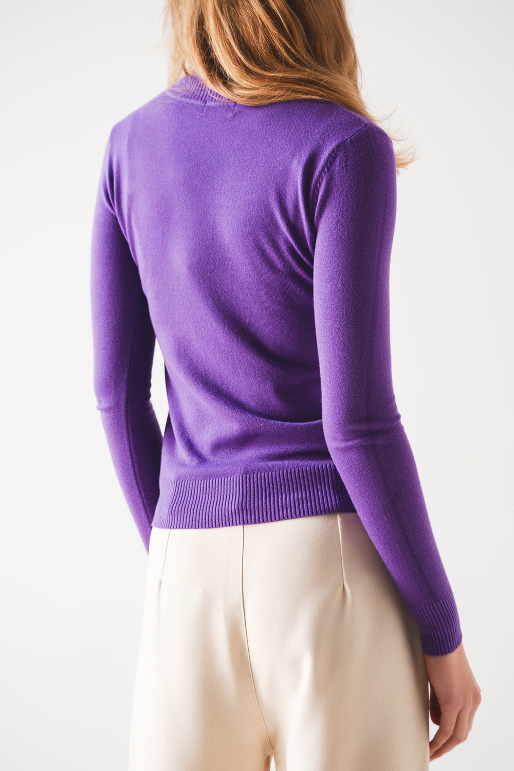 Pull col montant violet