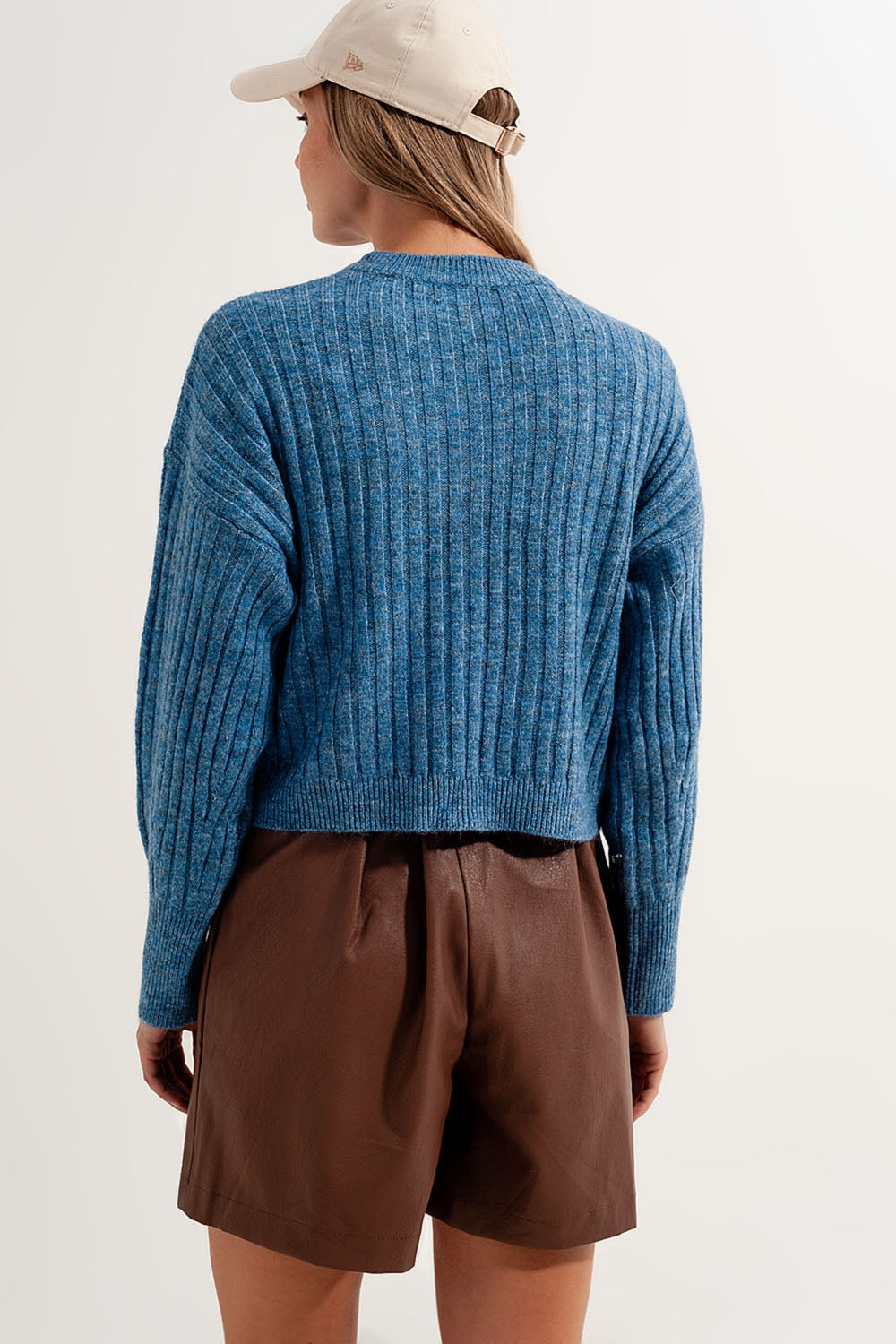 Pull coupe carrée en maille chunky Bleu