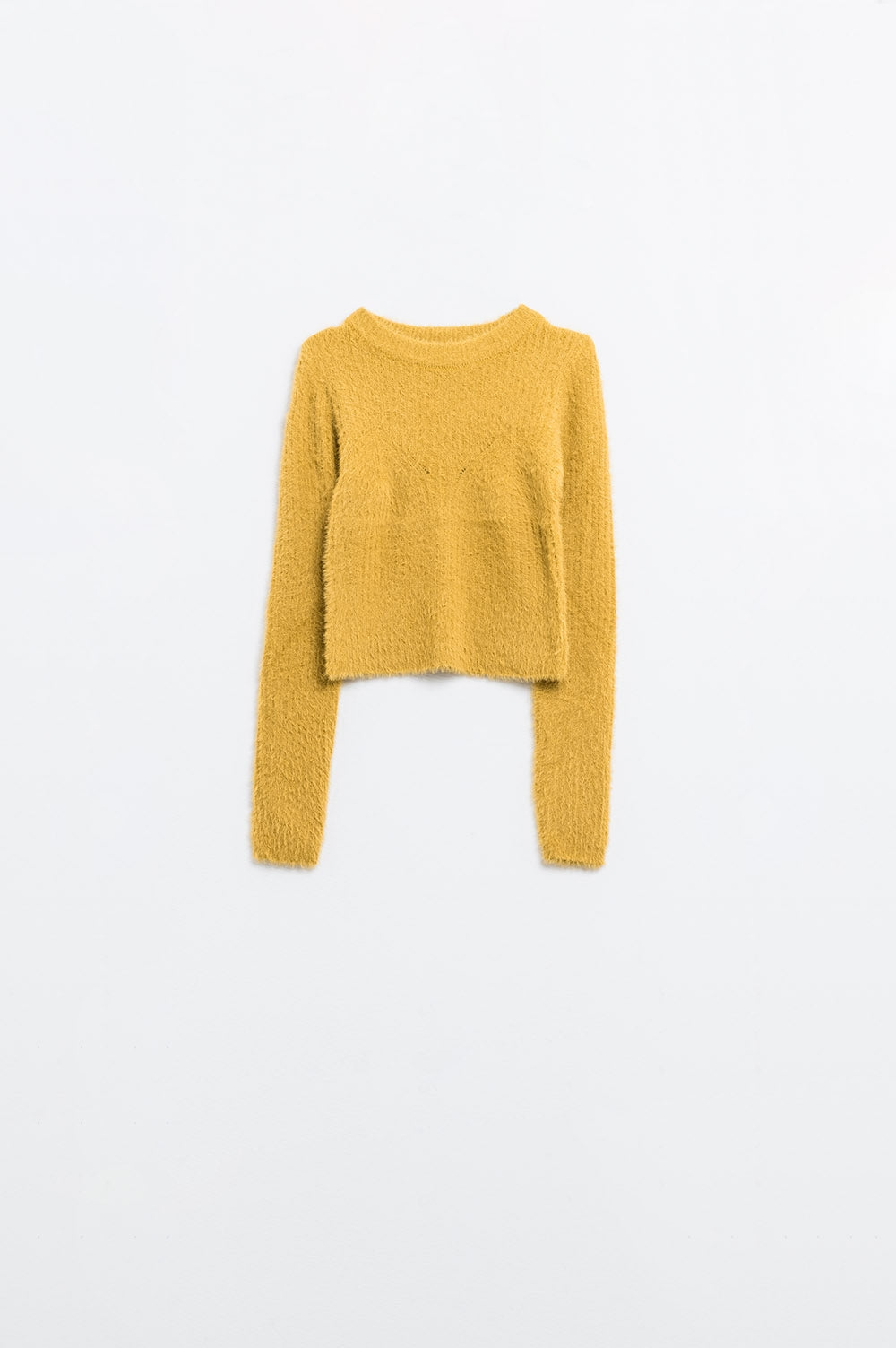 Q2 Pull cropped avec détails de surpiqûres en jaune