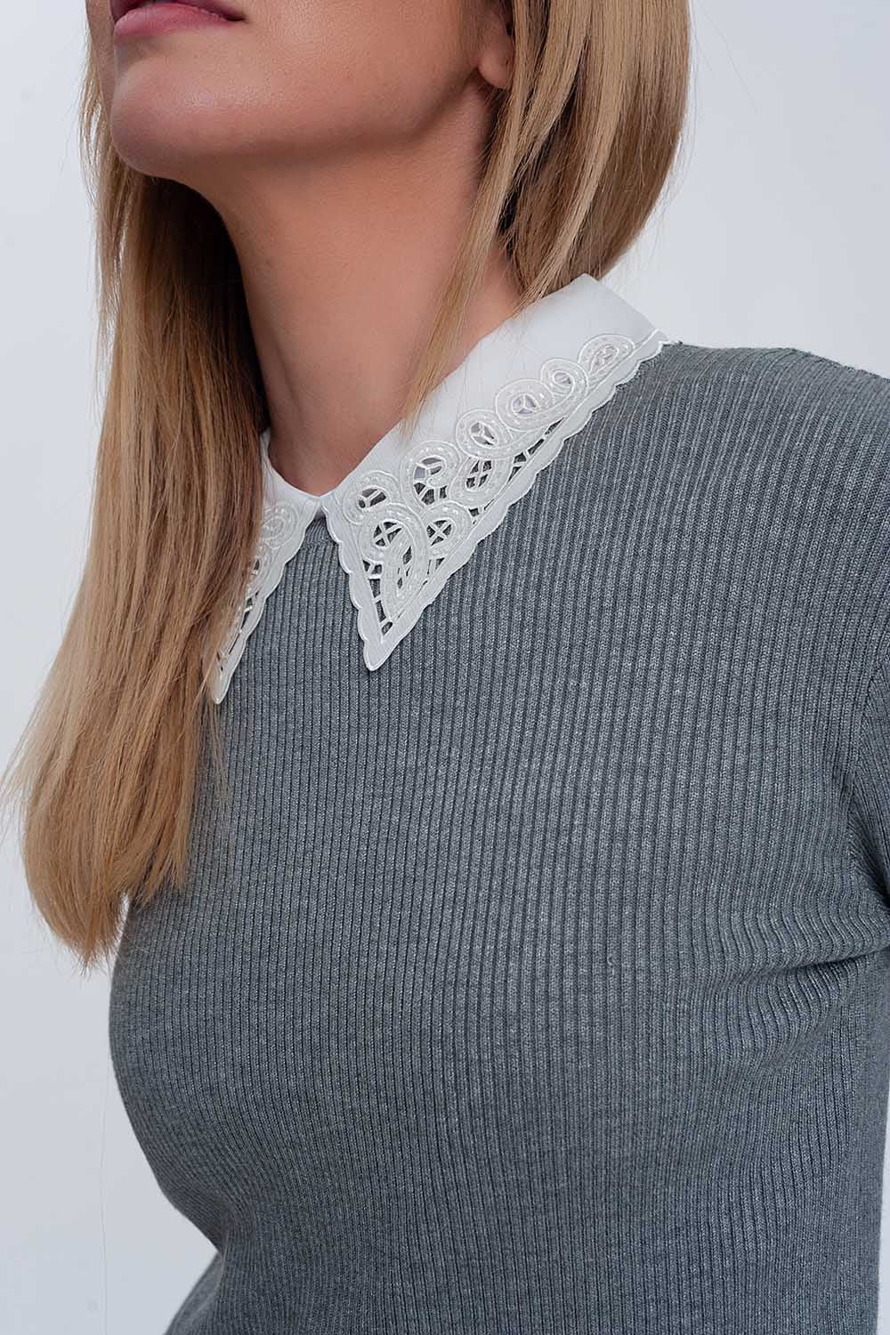 Pull d'ensemble ajusté en maille gris