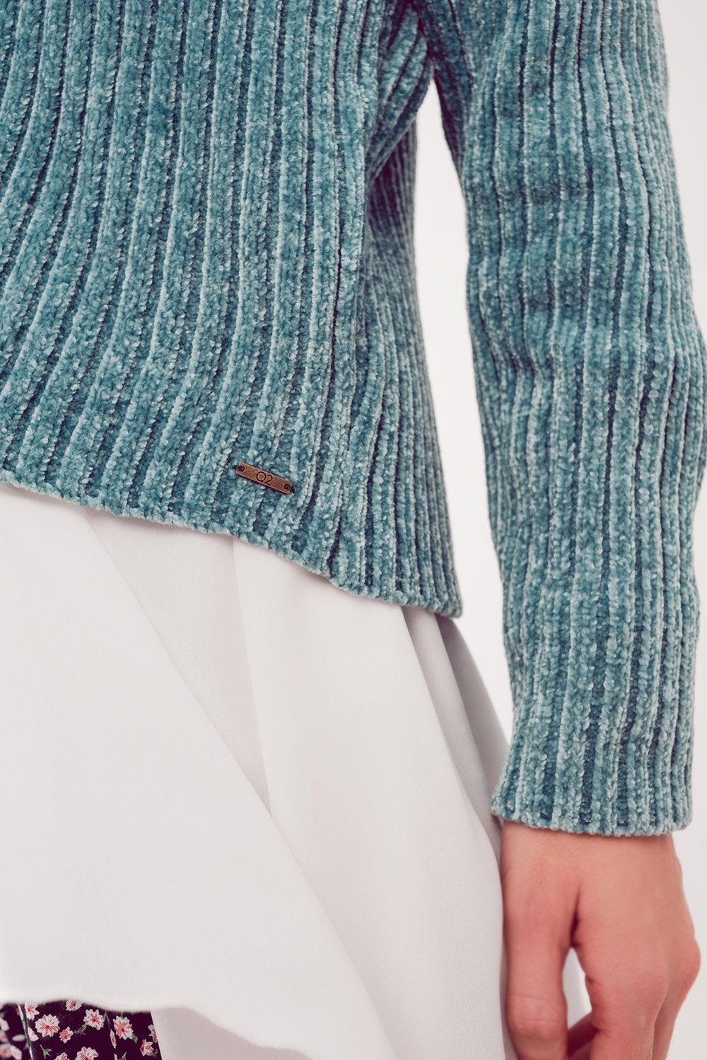 Pull en maille chenille vert