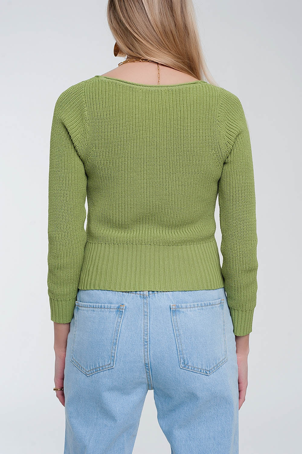 Pull en maille crochetée Vert