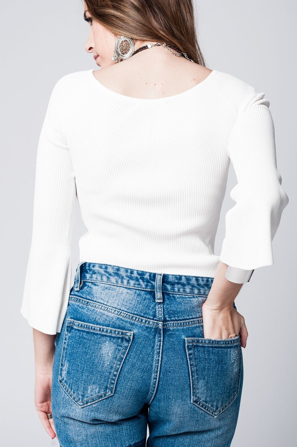 Pull en maille texturée blanc