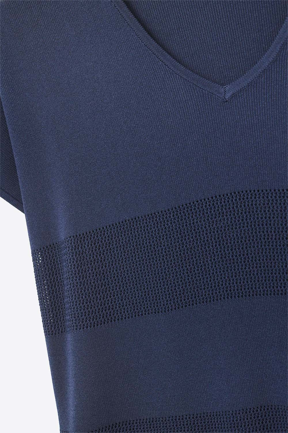 Pull en maille texturée rayée marine