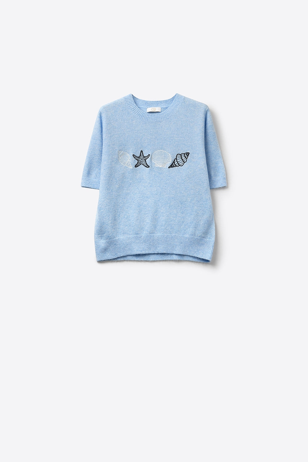 Pull en tricot à manches courtes Seashell bleu clair