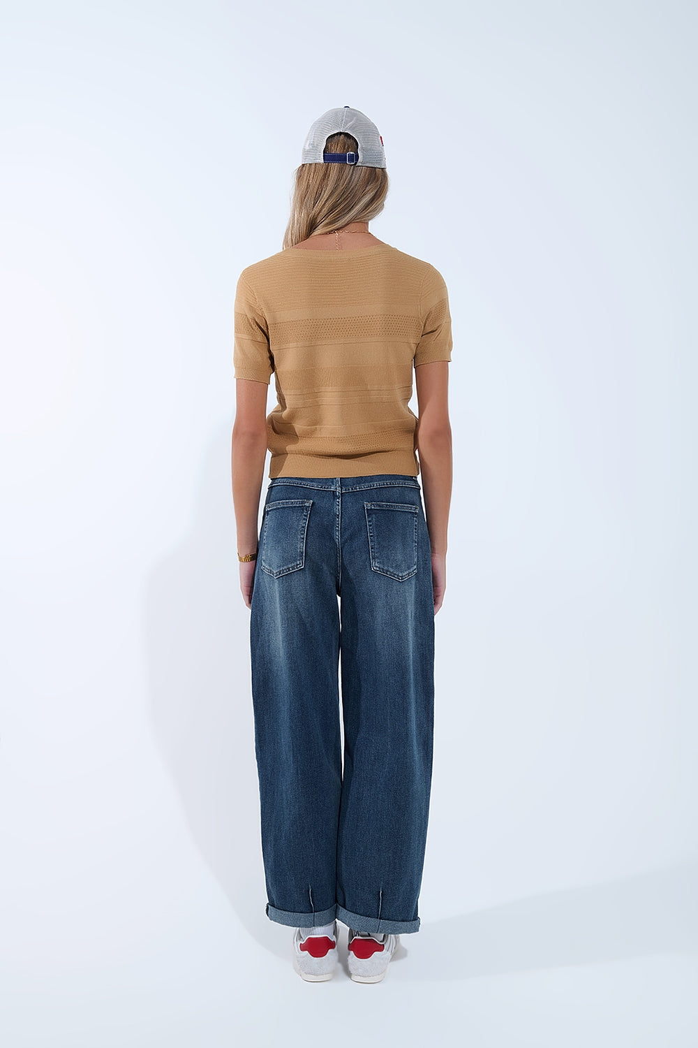 Pull en tricot à rayures texturées camel