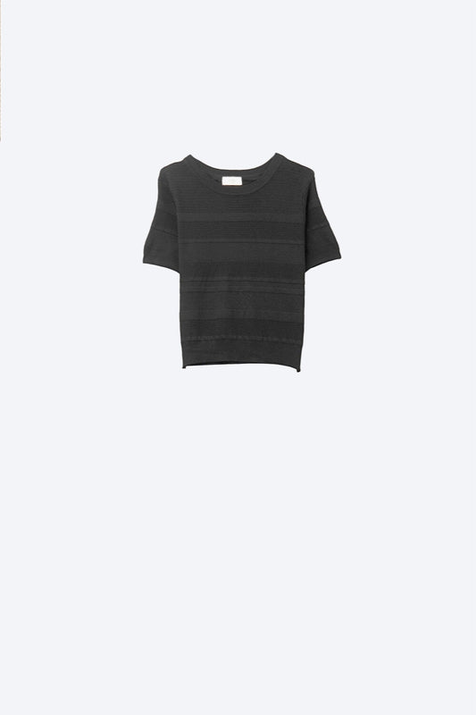 Q2 Pull en tricot à rayures texturées noir