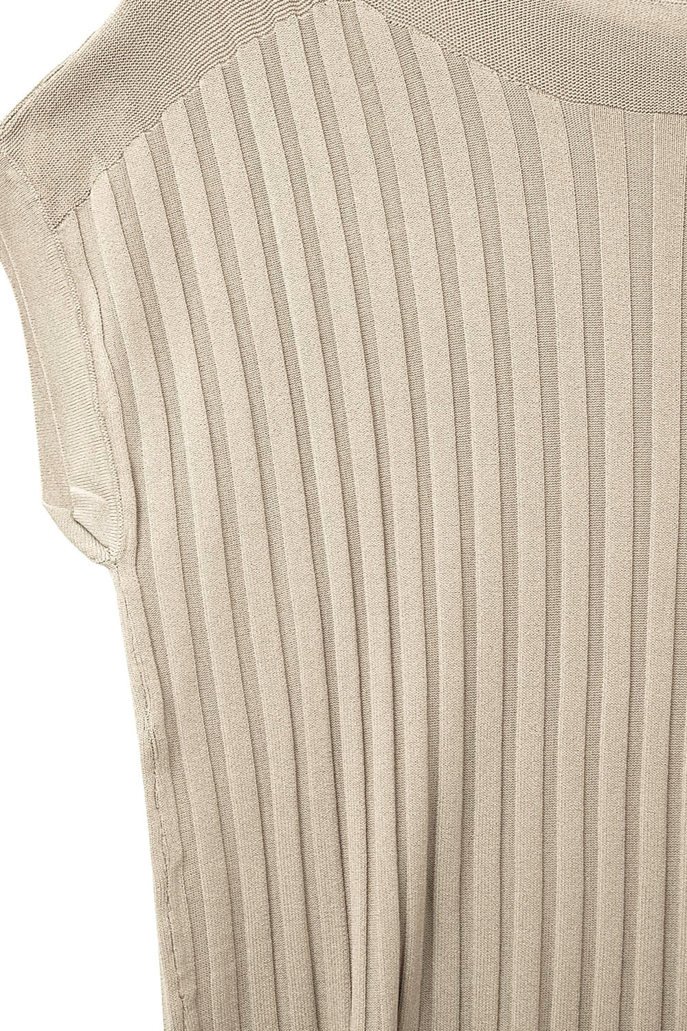 Pull en tricot côtelé beige à col bateau