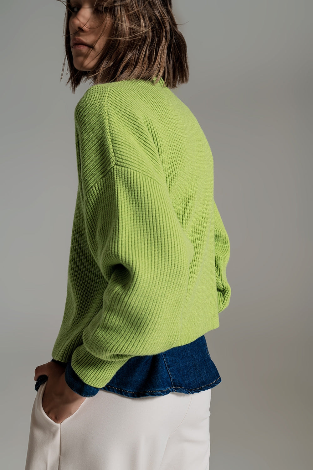 pull en tricot décontracté en vert