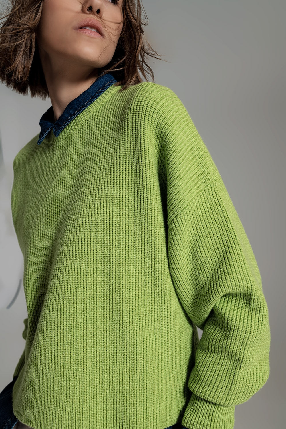 pull en tricot décontracté en vert