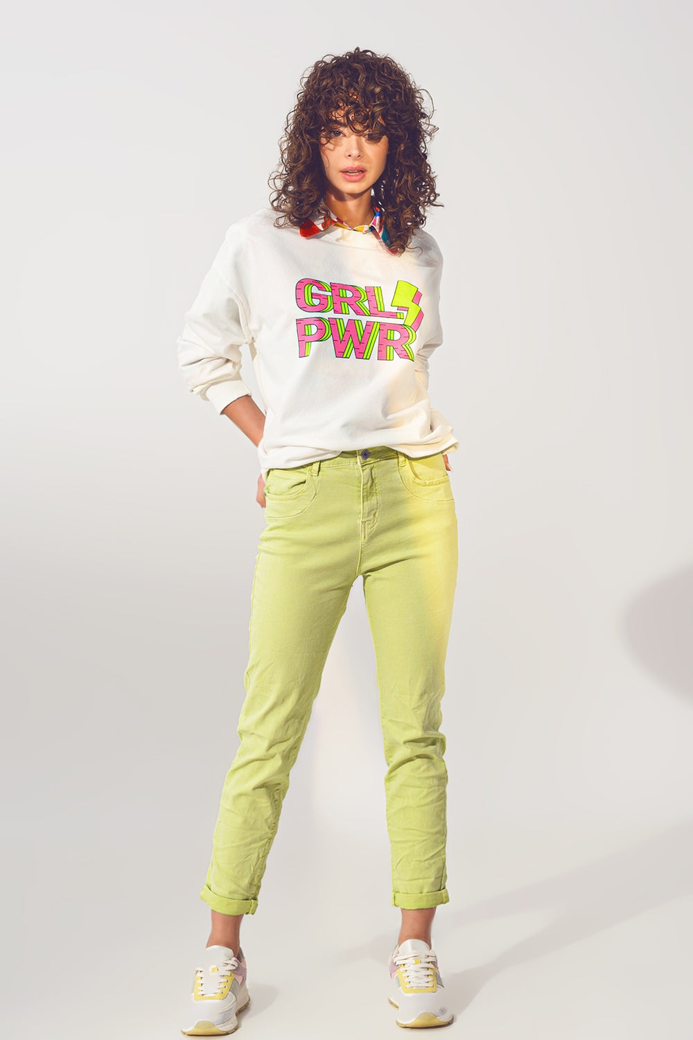 Pull GRL PWR Text en Blanc