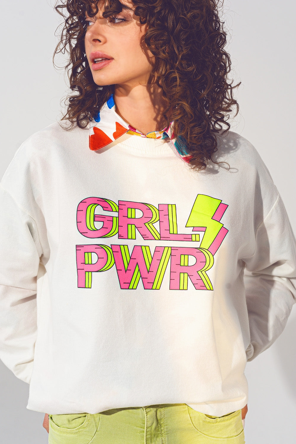 Pull GRL PWR Text en Blanc