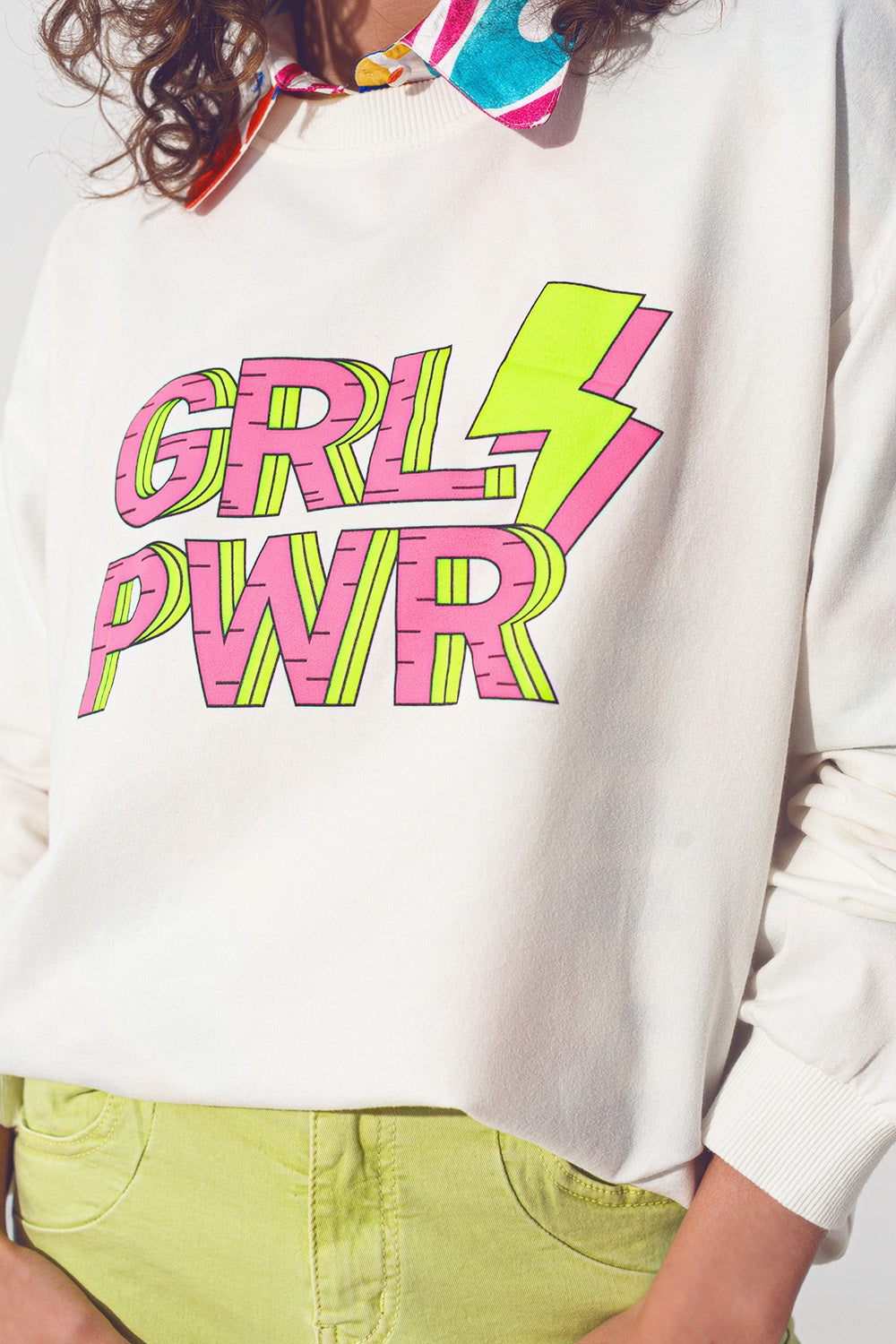 Pull GRL PWR Text en Blanc