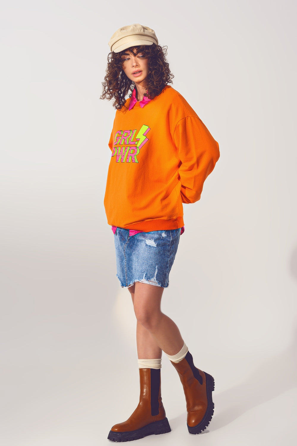 Pull GRL PWR Text en Orange