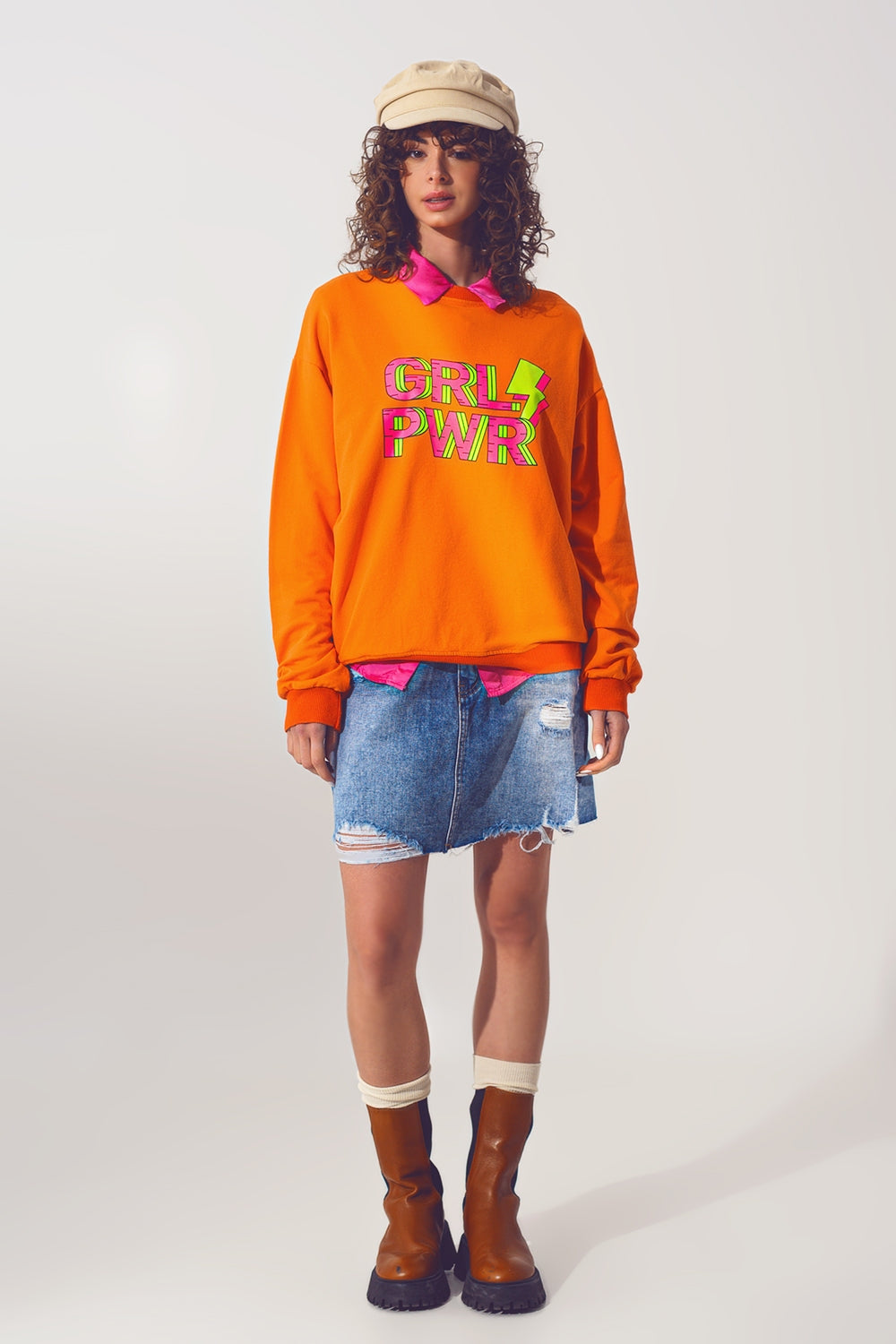 Pull GRL PWR Text en Orange