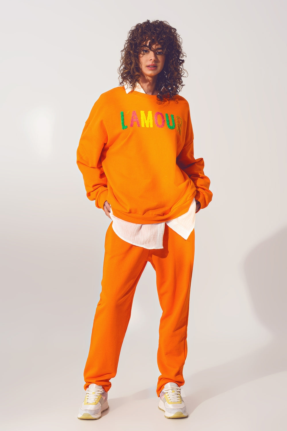 Pull L'amour Text en Orange