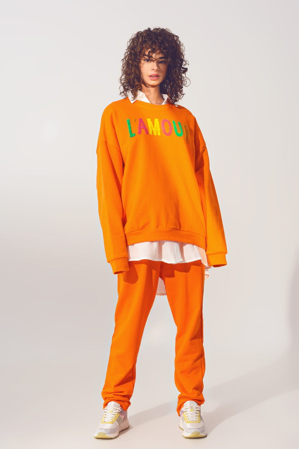 Pull L'amour Text en Orange