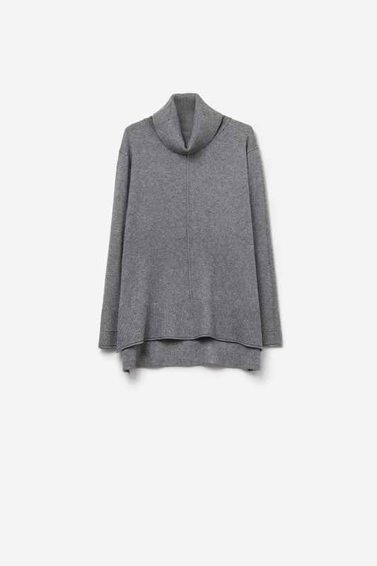 Q2 Pull oversize à col roulé en gris