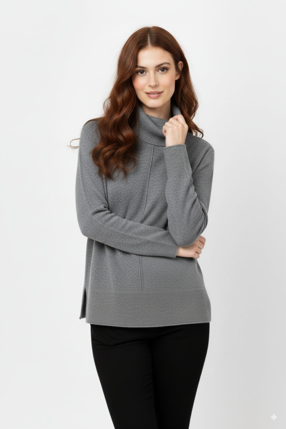 Pull oversize à col roulé en gris